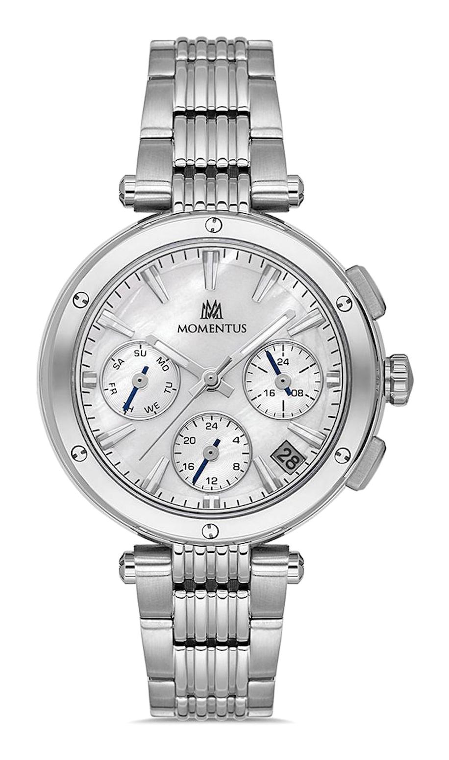 Momentus CS263S-09SS Takvimli 36 mm Gri Çelik Kordon Analog Kadın Kol Saati