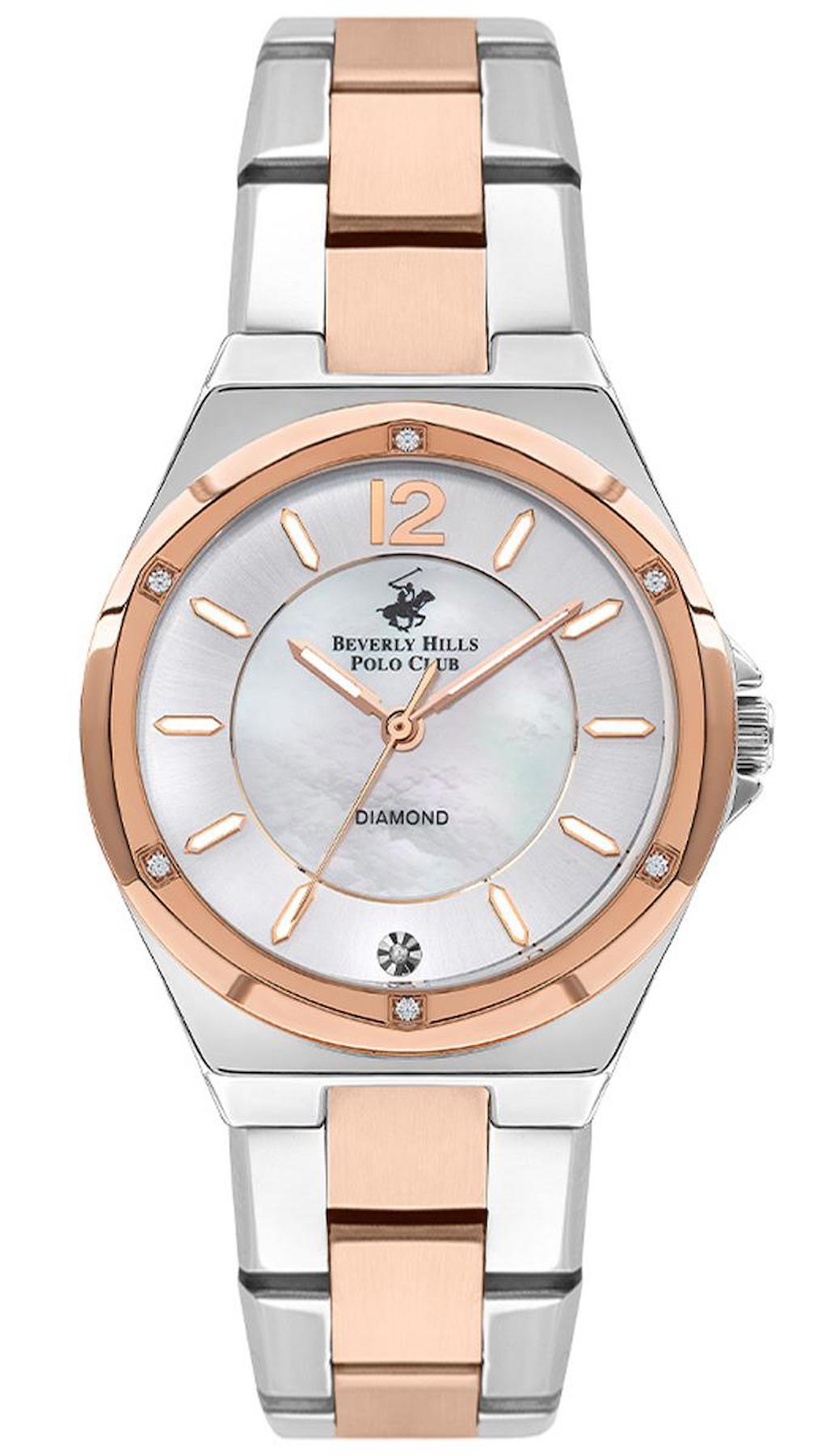 Beverly Hills Polo Club BP3351X.520 37 mm Gri-Rose Gold Çelik Kordon Analog Kadın Kol Saati