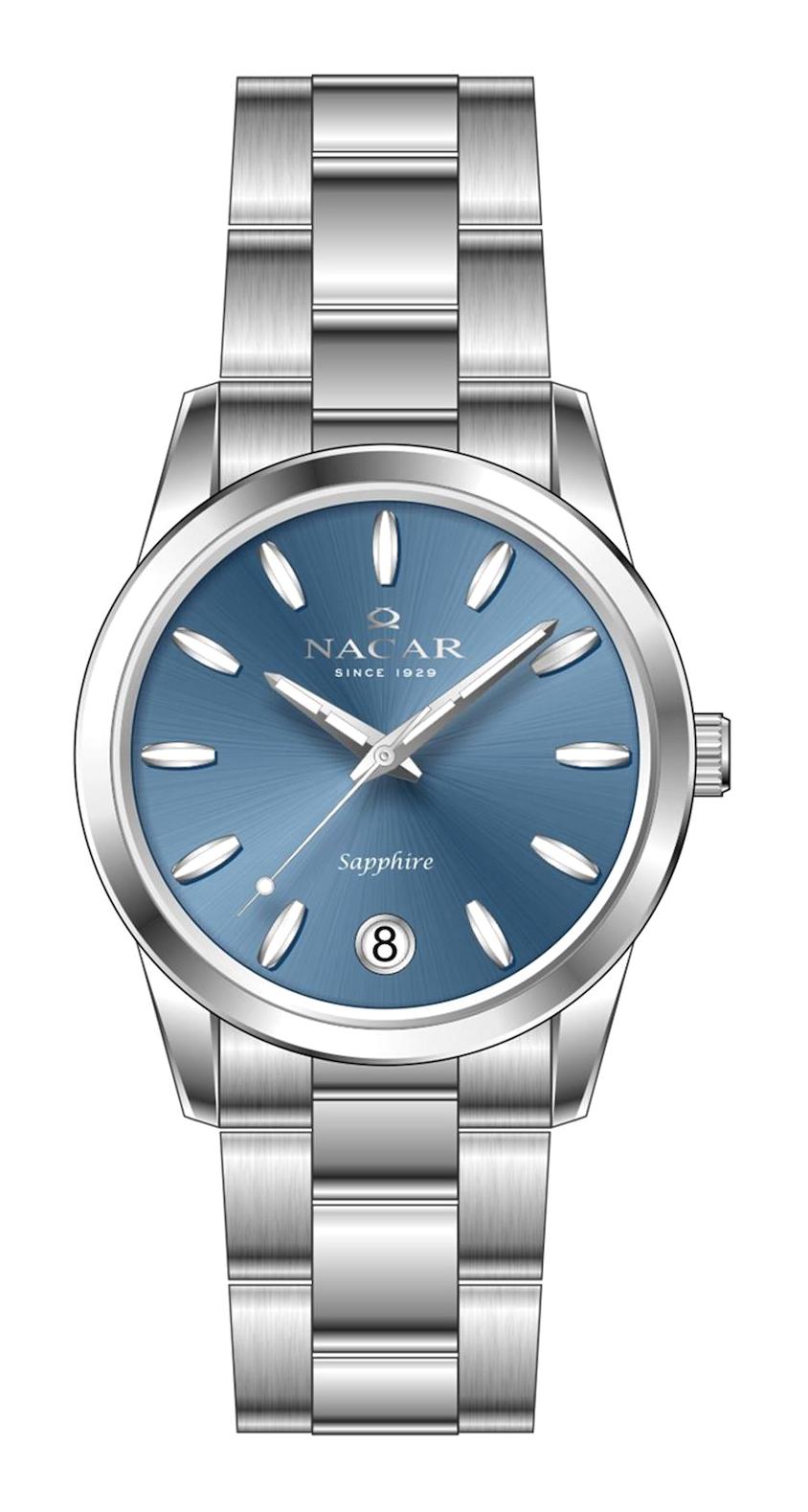 Nacar NC34-39B639-ALM Takvimli 30 mm Gri Metal Kordon Analog Kadın Kol Saati