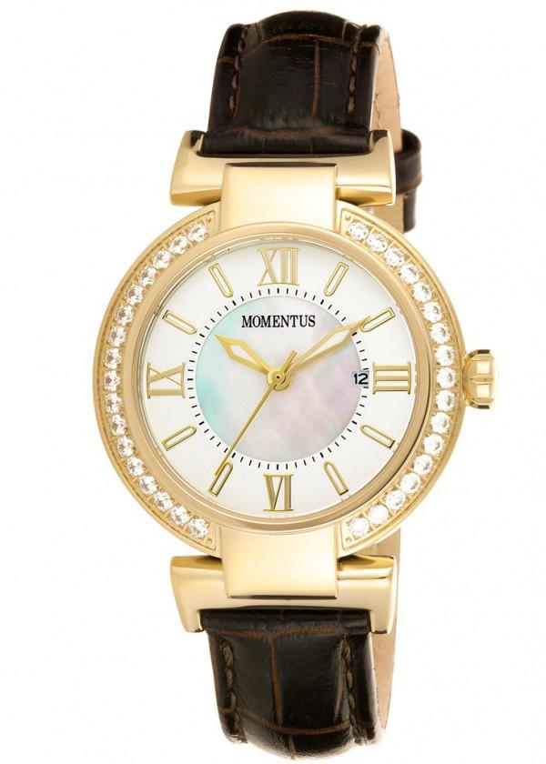 Momentus TC380G-02KG Takvimli 36 mm Kahverengi Deri Kordon Analog Kadın Kol Saati