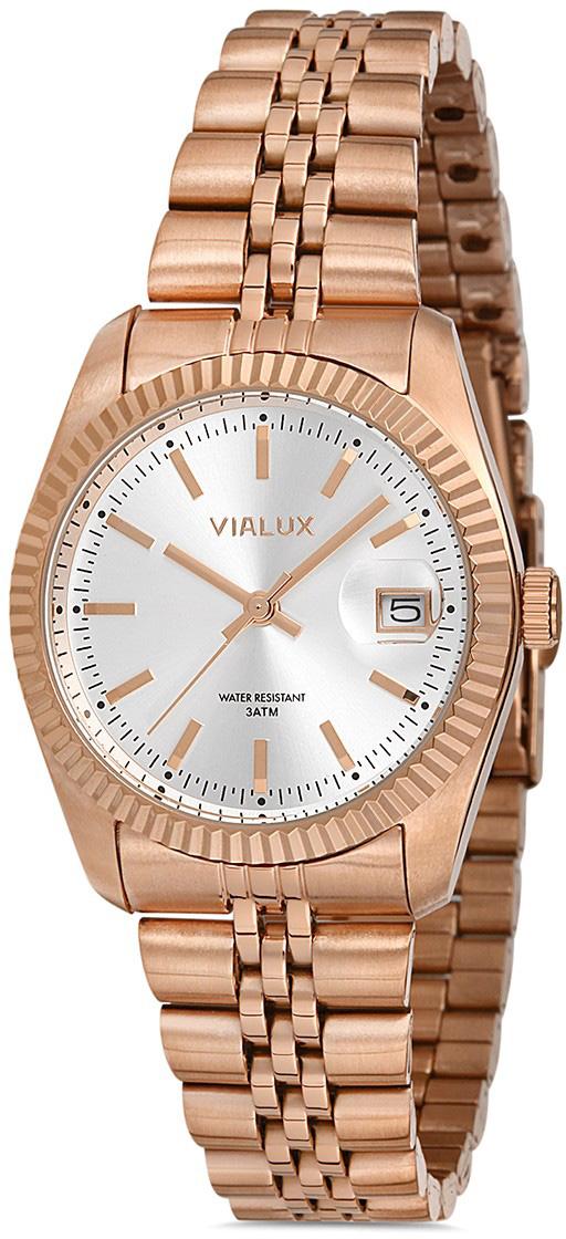 Vialux LJ534R-02SR Takvimli 35 mm Rose Gold Çelik Kordon Analog Kadın Kol Saati