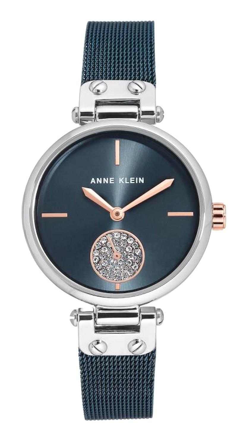 Anne Klein AK-3001BLRT 34 mm Lacivert Metal Kordon Analog Kadın Kol Saati