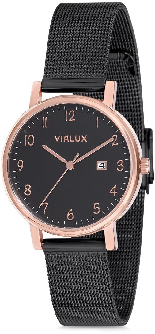 Vialux AJ511R-04SR Takvimli 30 mm Siyah Çelik Kordon Analog Kadın Kol Saati