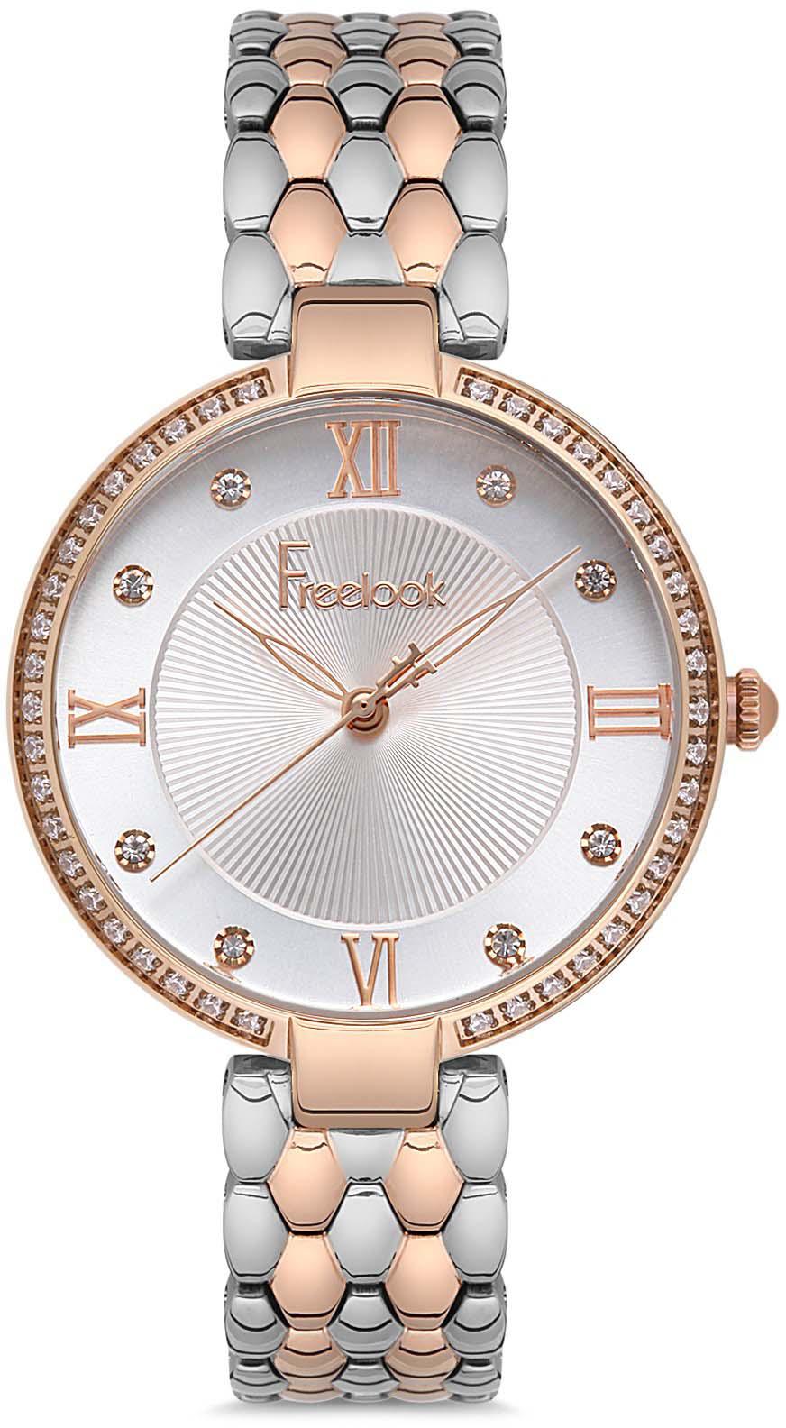 Freelook FL.1.10149.4 36 mm Gri-Rose Gold Metal Kordon Analog Kadın Kol Saati