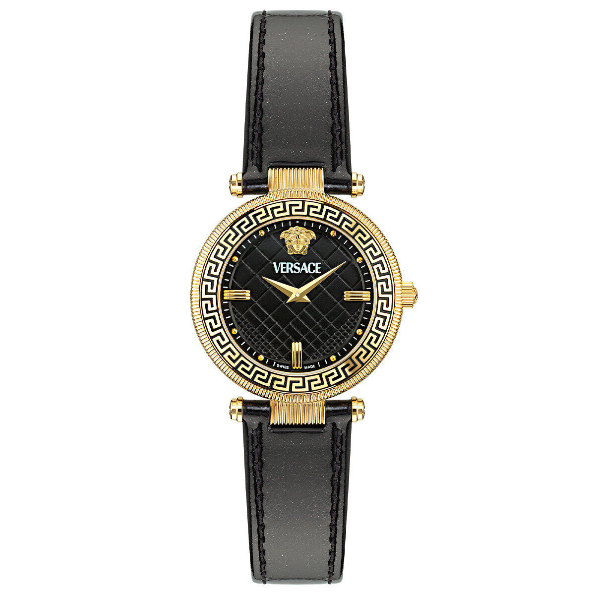 Versace VRSCVE8B00224 35 mm Siyah Deri Kordon Analog Kadın Kol Saati