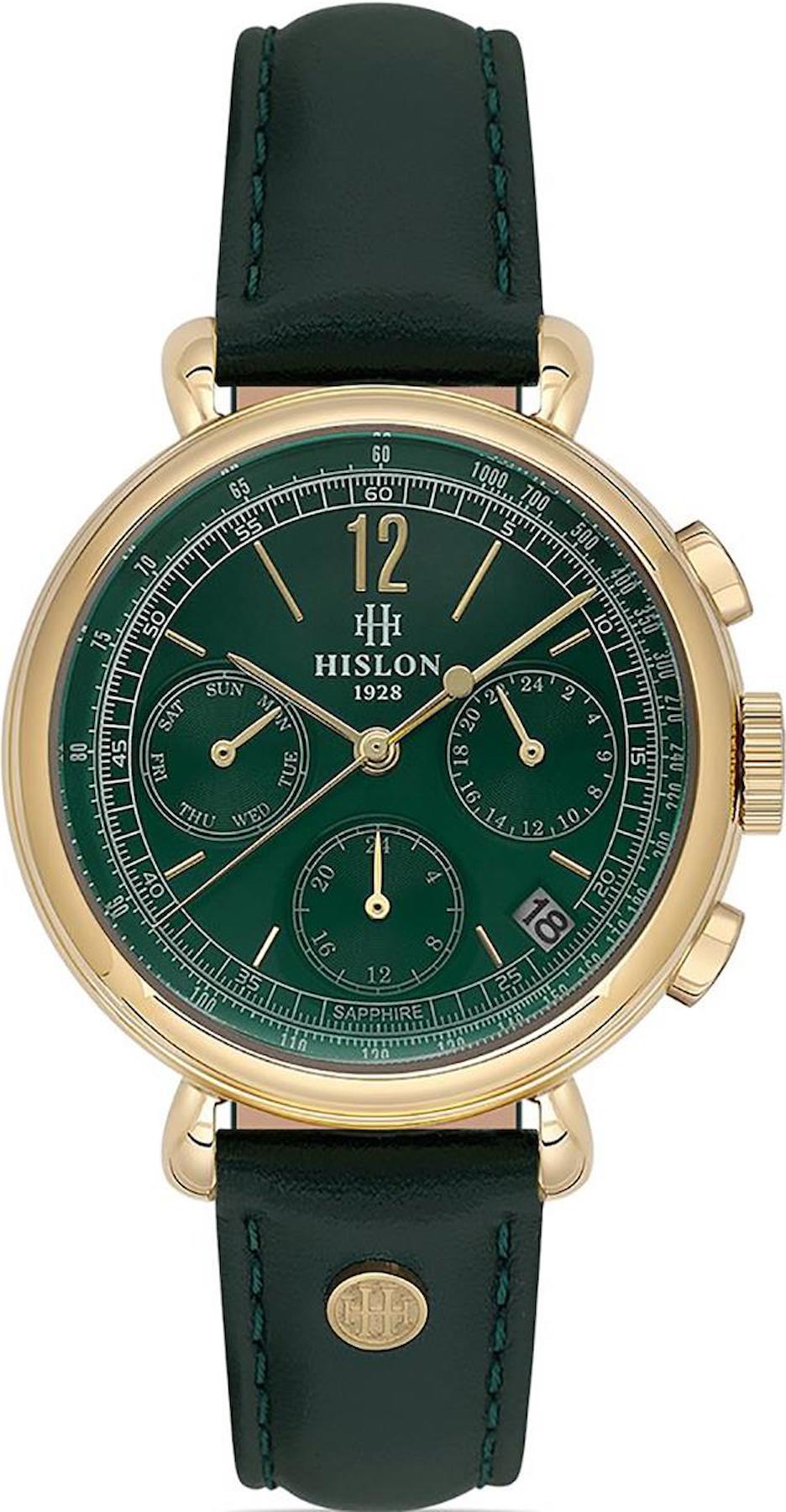 Hislon QT142G-15YG Takvimli 36 mm Siyah Deri Kordon Analog Kadın Kol Saati
