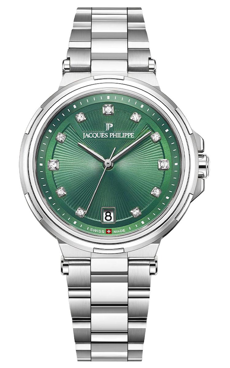 Jacques Philippe JPQLS4513X6S Takvimli 36 mm Gri Çelik Kordon Analog Kadın Kol Saati