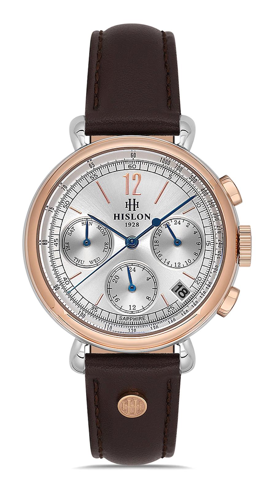 Hislon QT142T-02KR Takvimli 36 mm Kahverengi Deri Kordon Analog Kadın Kol Saati