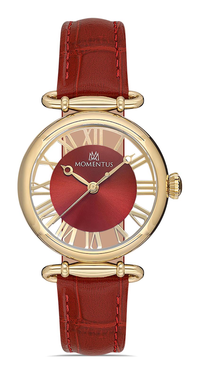 Momentus CW280G-14KG 34 mm Kırmızı Deri Kordon Analog Kadın Kol Saati