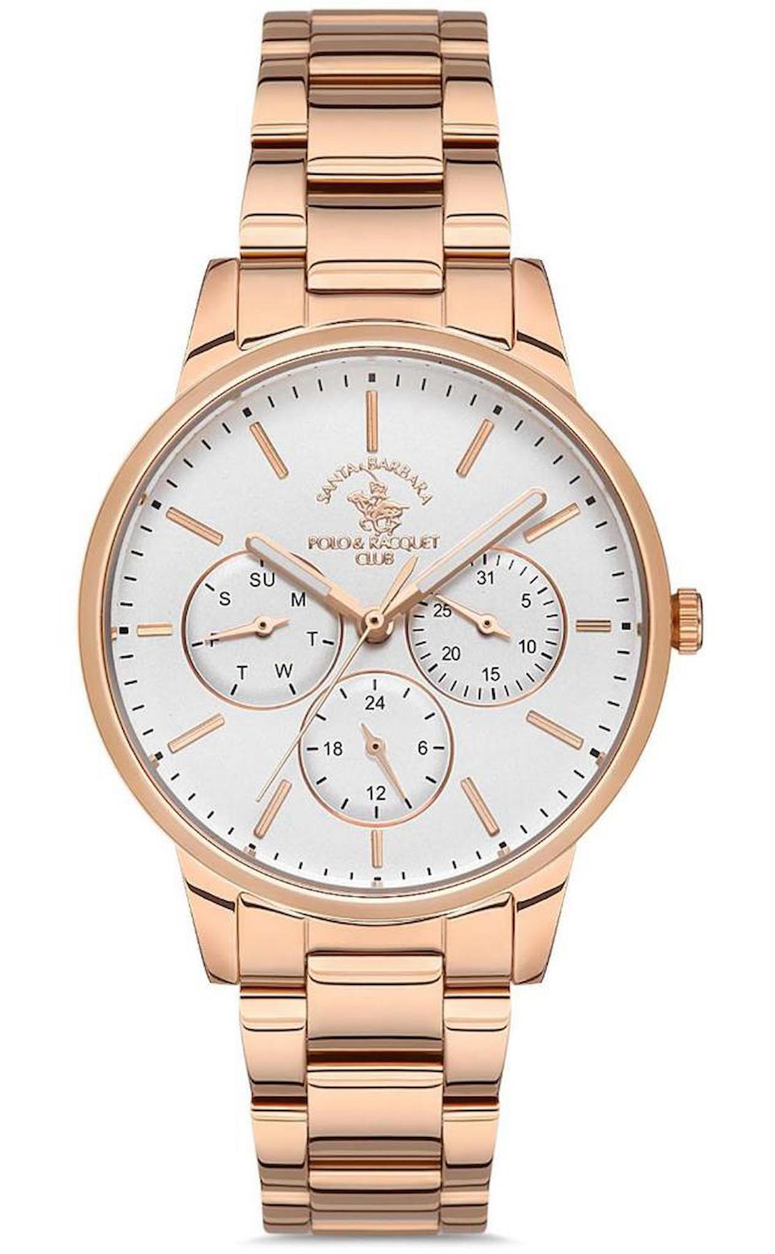 Santa Barbara Polo & Racquet Club SB.1.10339.4 Takvimli 35 mm Rose Gold Çelik Kordon Analog Kadın Kol Saati