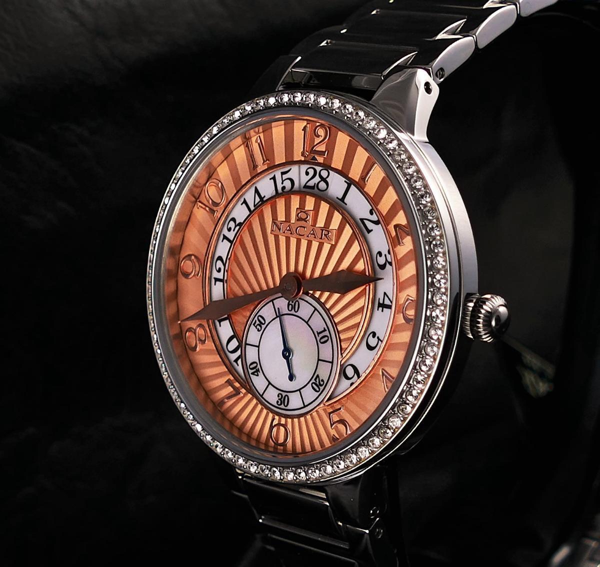 Nacar NC25.390035.ARMS Takvimli 42 mm Gri Çelik Kordon Analog Kadın Kol Saati