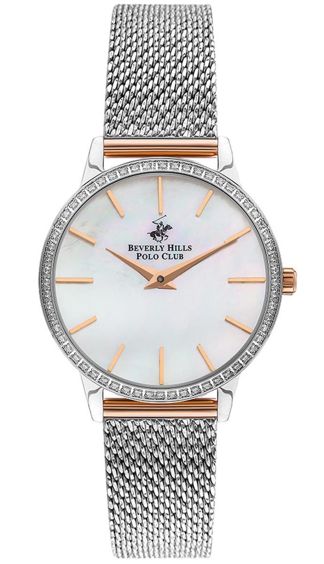 Beverly Hills Polo Club BP3298C.320 35 mm Gri Çelik Kordon Analog Kadın Kol Saati