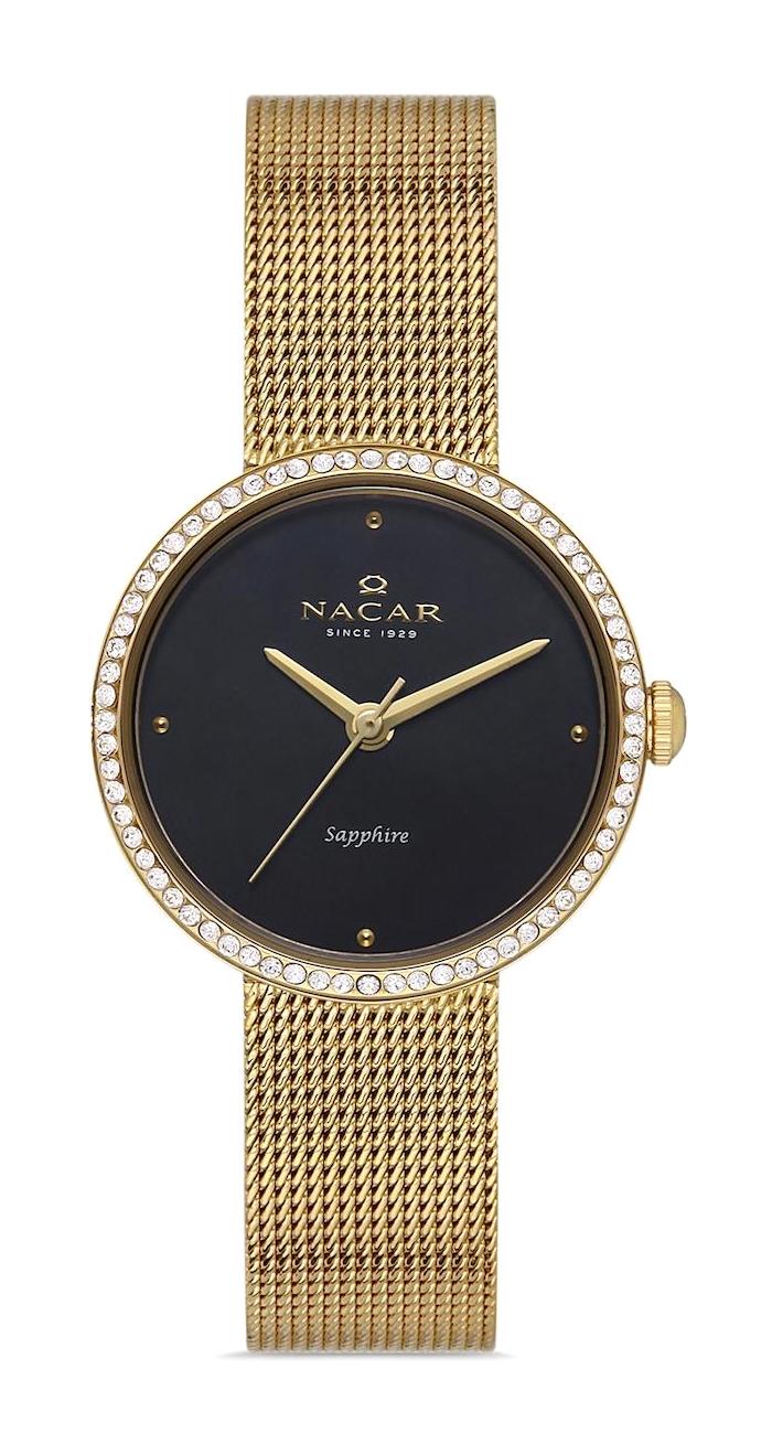 Nacar NC17-3920594-DBMS 26 mm Altın Hasır Kordon Analog Kadın Kol Saati