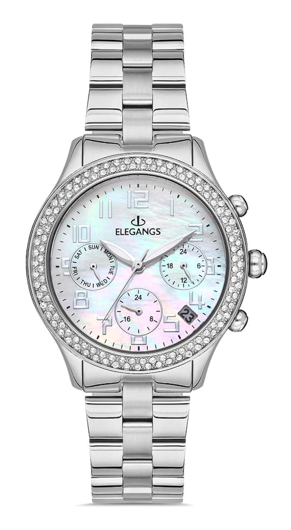 Elegangs EL2447.1 36 mm Gri Çelik Kordon Analog Kadın Kol Saati