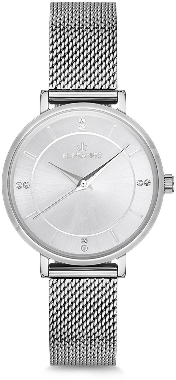 Elegangs EL2426.1 32 mm Gri Hasır Kordon Analog Kadın Kol Saati