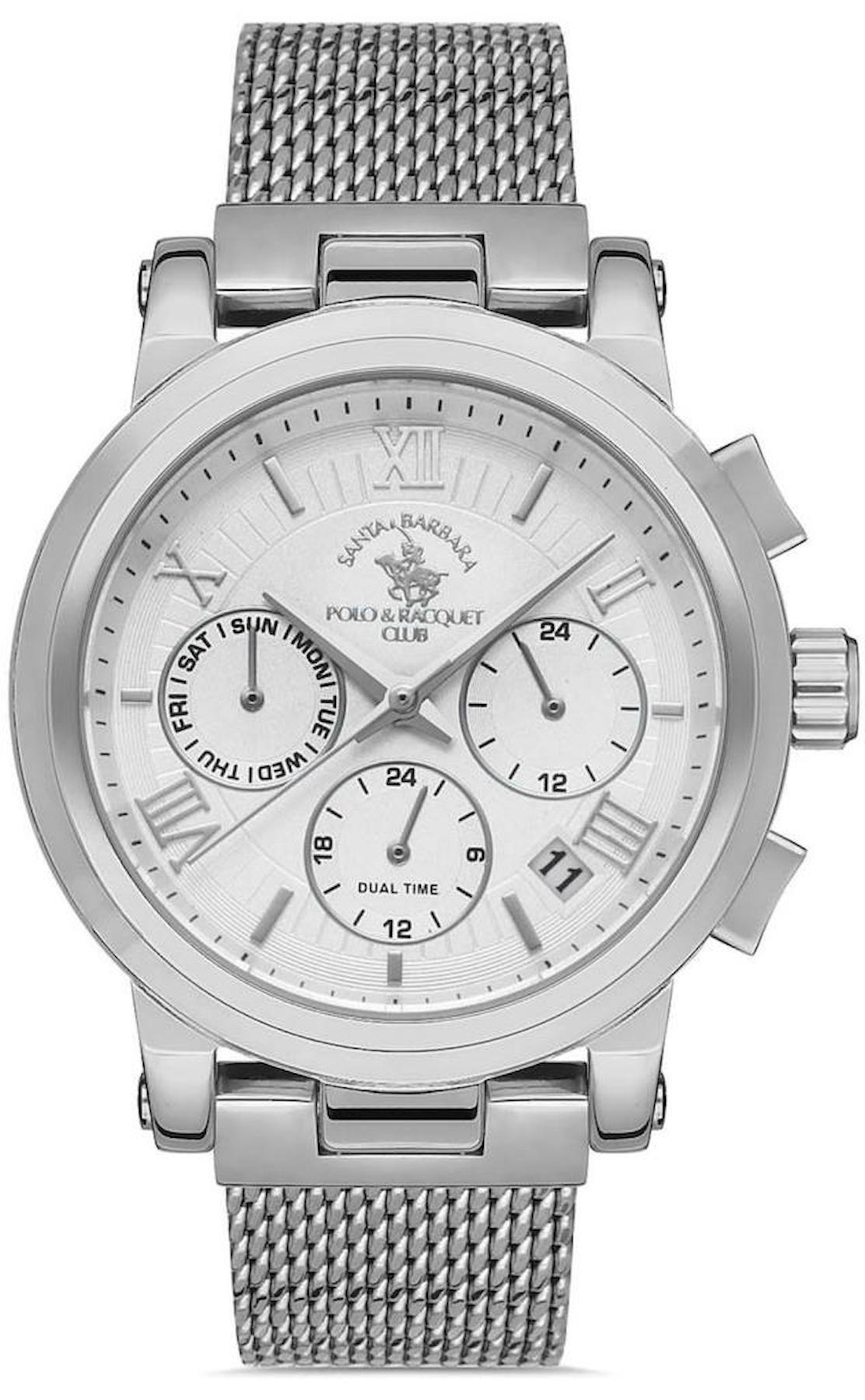Santa Barbara Polo & Racquet Club SB.1.10298.1 Takvimli 38 mm Gri Çelik Kordon Analog Kadın Kol Saati