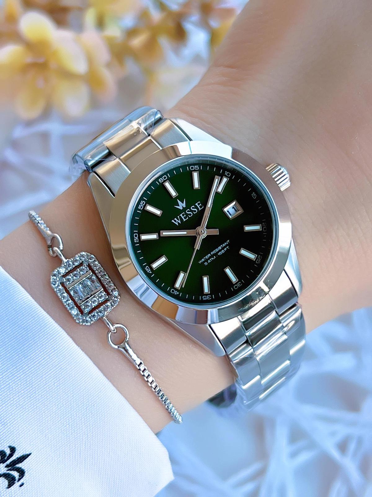 Wesse WWL.111805 Takvimli 40 mm Gri Çelik Kordon Analog Kadın Kol Saati
