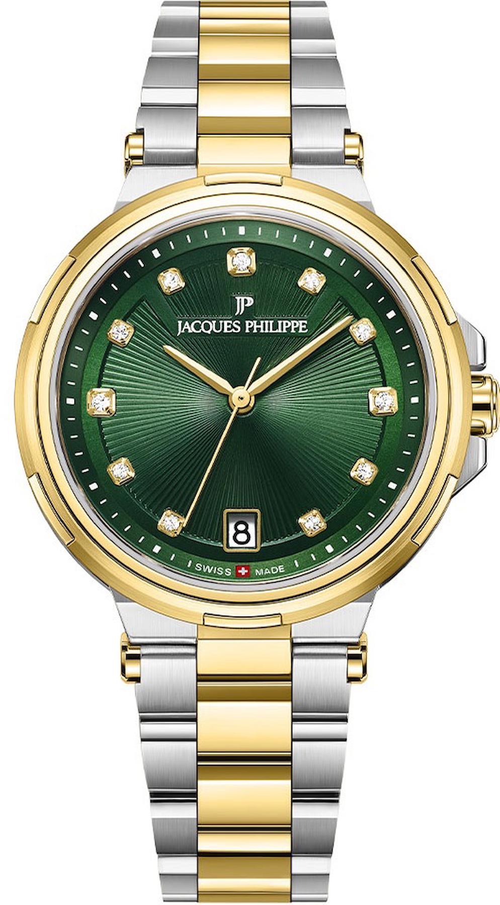 Jacques Philippe JPQLS4573X8S Takvimli 36 mm Altın-Gri Çelik Kordon Analog Kadın Kol Saati