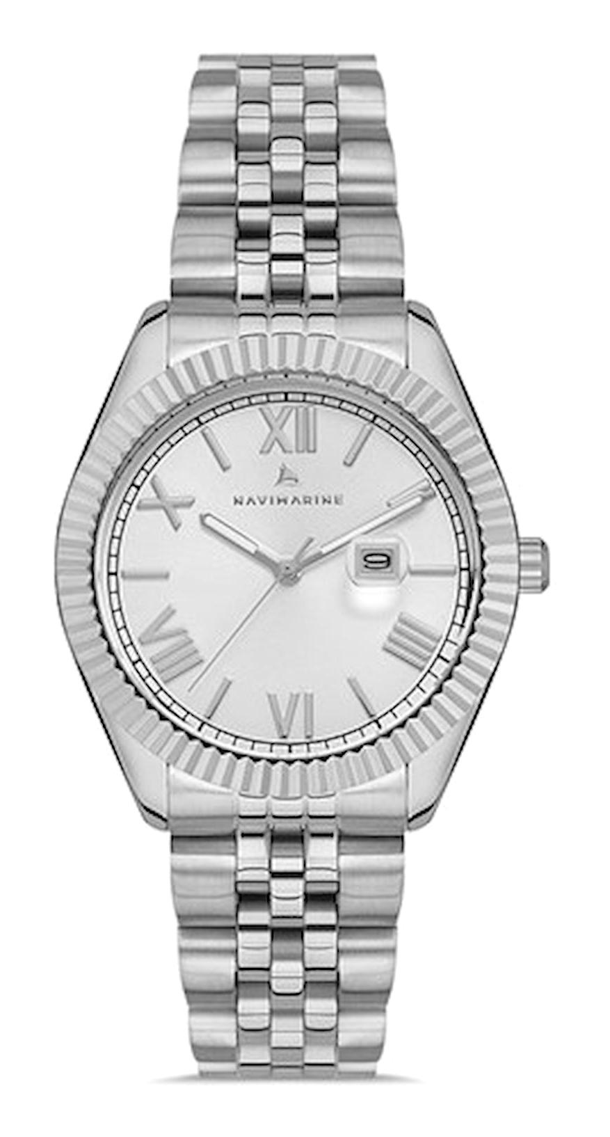 Navimarine NVM56-A1 Takvimli 36 mm Gri Çelik Kordon Analog Erkek Kol Saati