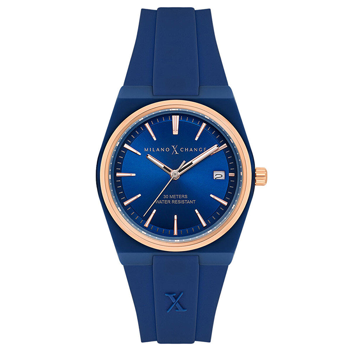 Milano X Change MXL5114 Takvimli 34 mm Lacivert Silikon Kordon Analog Kadın Kol Saati