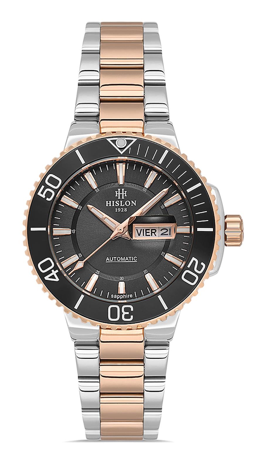 Hislon QD137T-04SR Takvimli 33 mm Gri-Rose Gold Çelik Kordon Analog Kadın Kol Saati
