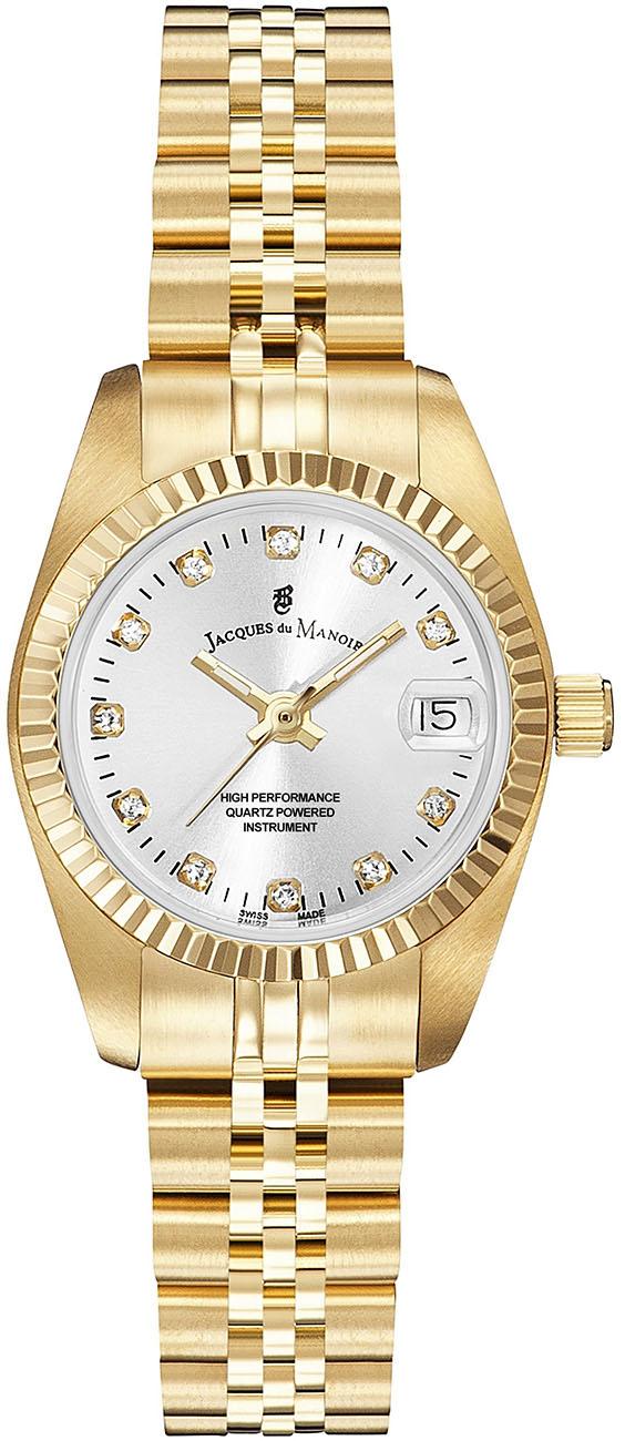 Jacques Du Manoir NRO.12 Takvimli 26 mm Altın Çelik Kordon Analog Kadın Kol Saati