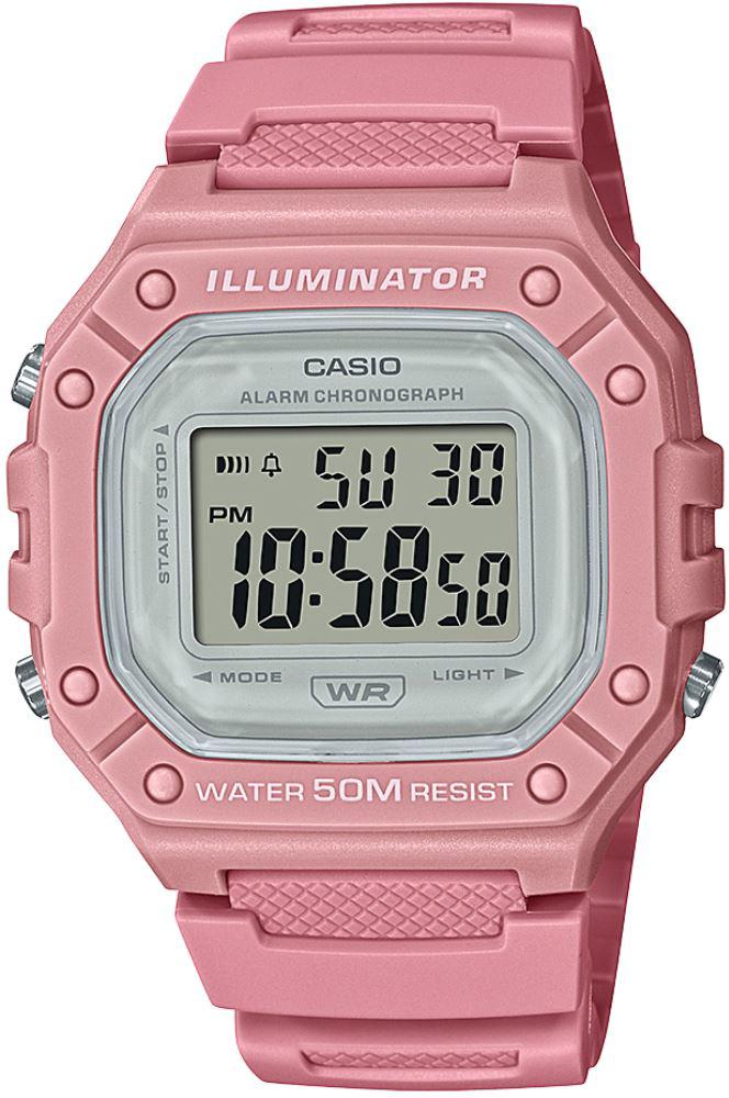 Casio W-218HC-4AVDF Takvimli 43 mm Pembe Silikon Kordon Dijital Kadın Kol Saati
