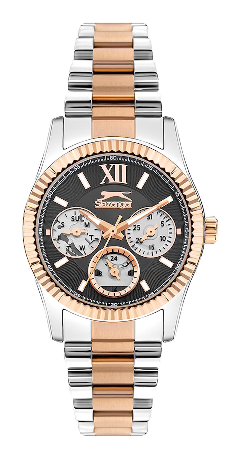 Slazenger SL.09.2317.4.04 Takvimli 34 mm Bronz-Gri Çelik Kordon Analog Kadın Kol Saati