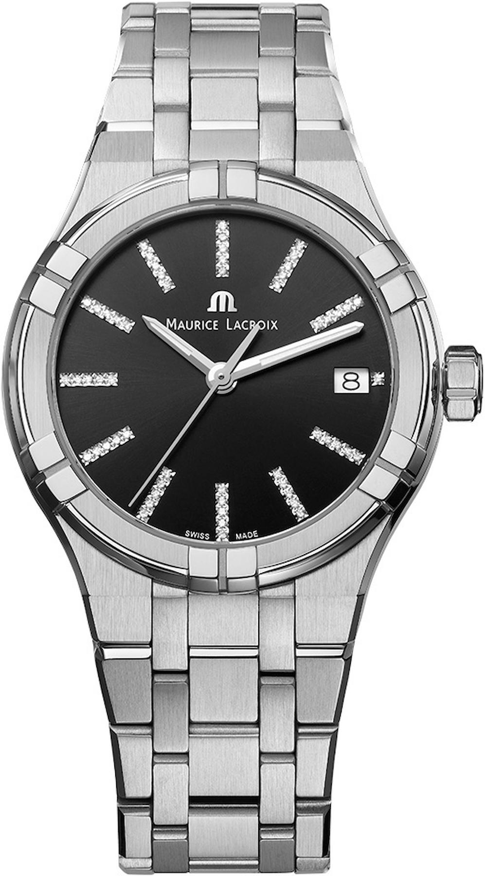 Maurice Lacroix AI1106-SS002-350-1 Takvimli 36 mm Gri Çelik Kordon Analog Kadın Kol Saati