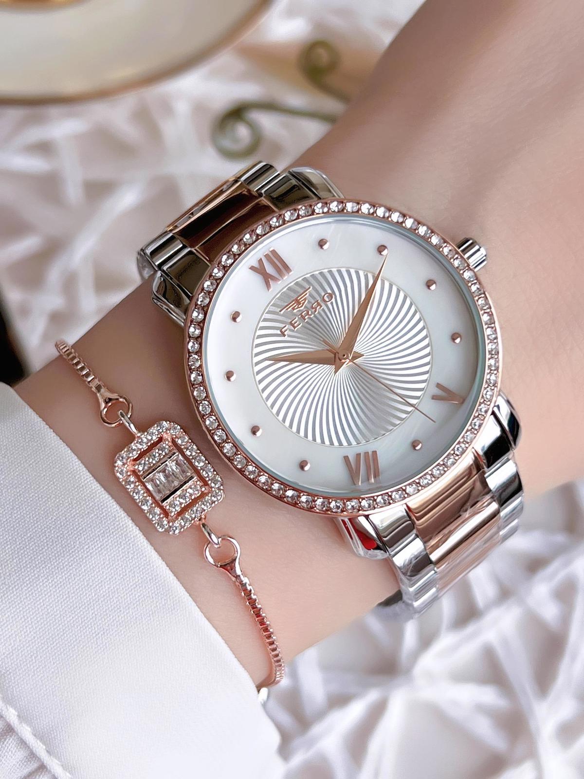 Ferro BFL21262-E 36 mm Gri-Rose Gold Çelik Kordon Analog Kadın Kol Saati