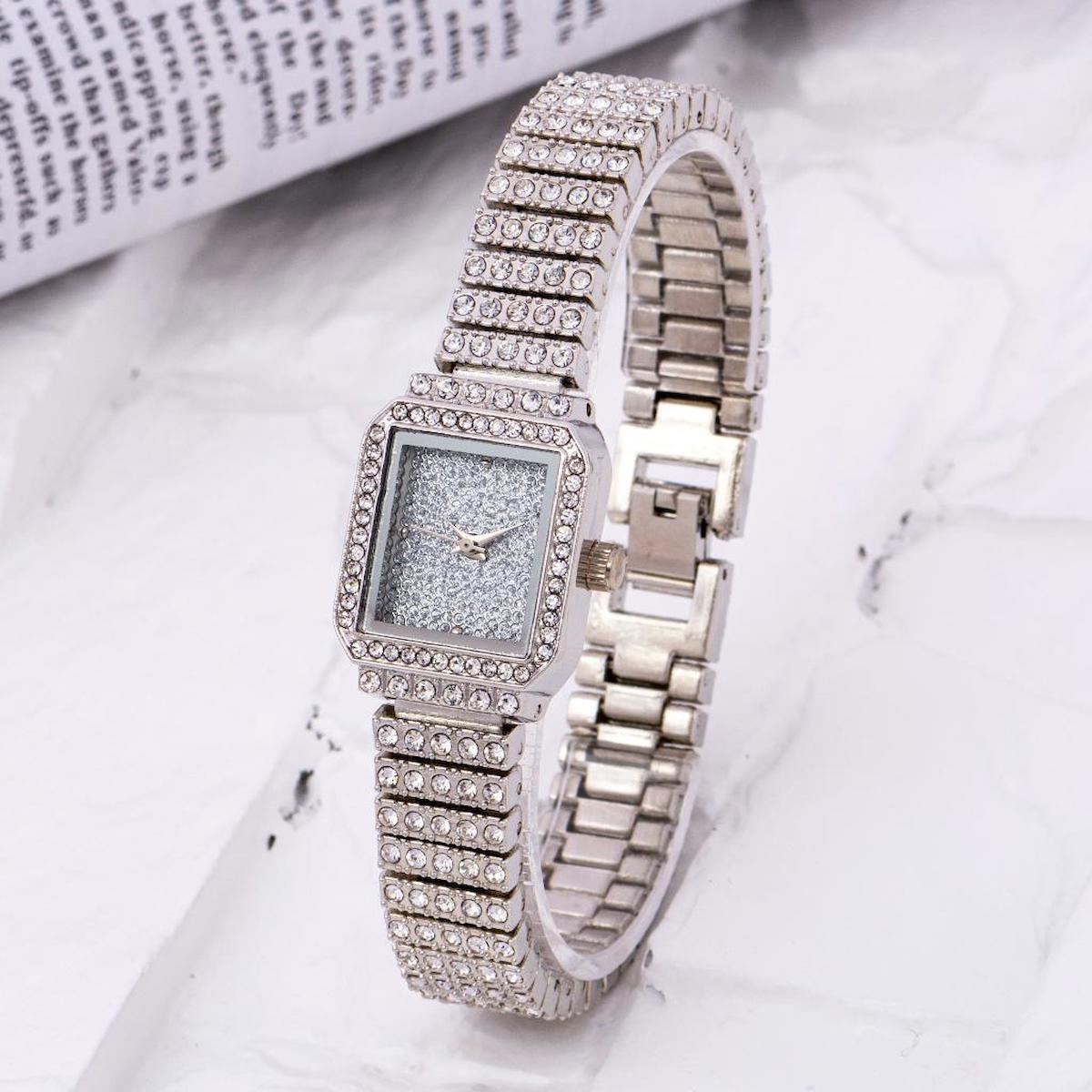 Saattino ST-304236 15 mm Gri Çelik Kordon Analog Kadın Kol Saati