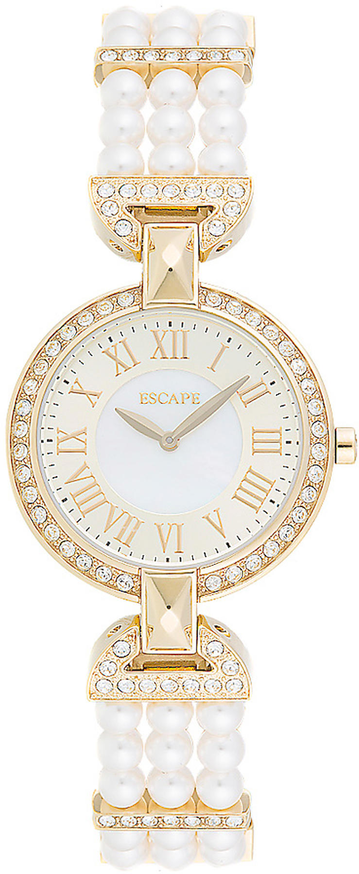 Escape EC1115-102 34 mm Altın - Beyaz Çelik Kordon Analog Kadın Kol Saati