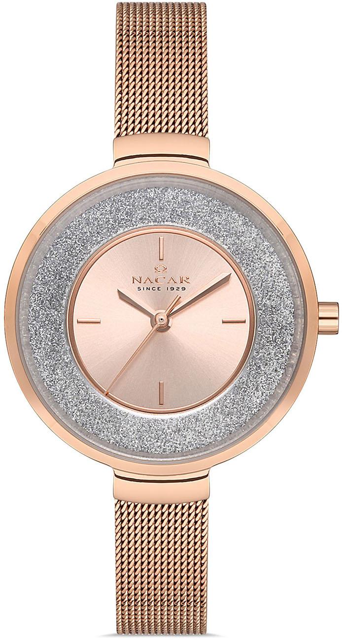 Nacar 33-398855-RRMS 32 mm Rose Gold Hasır Kordon Analog Kadın Kol Saati