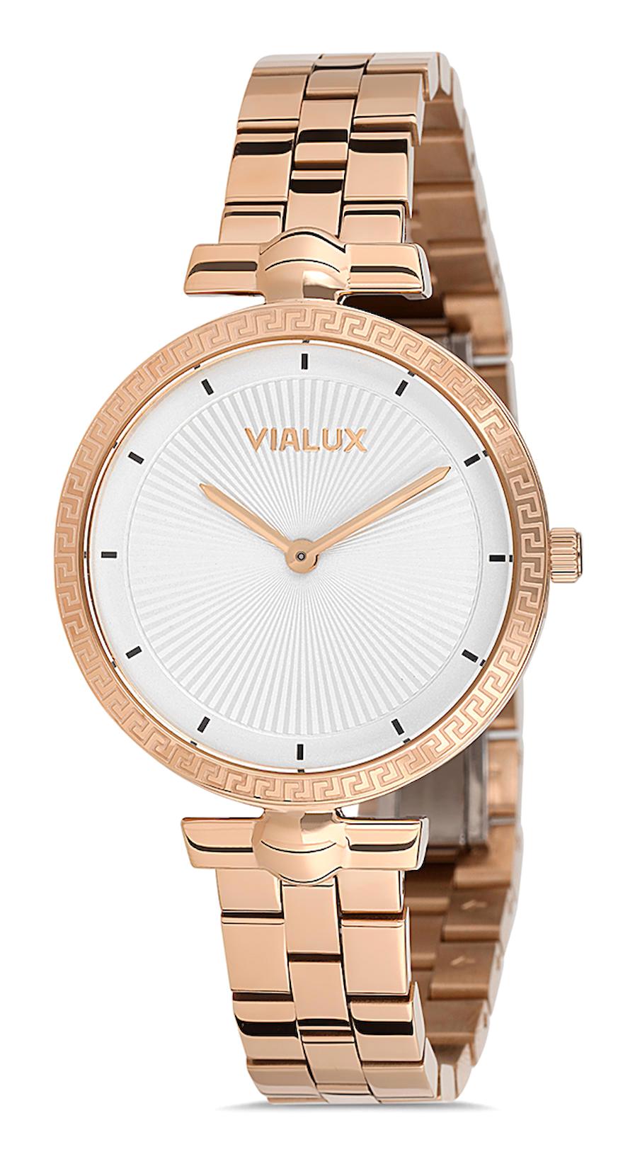 Vialux LJ480R-02SR 30 mm Altın Çelik Kordon Analog Kadın Kol Saati