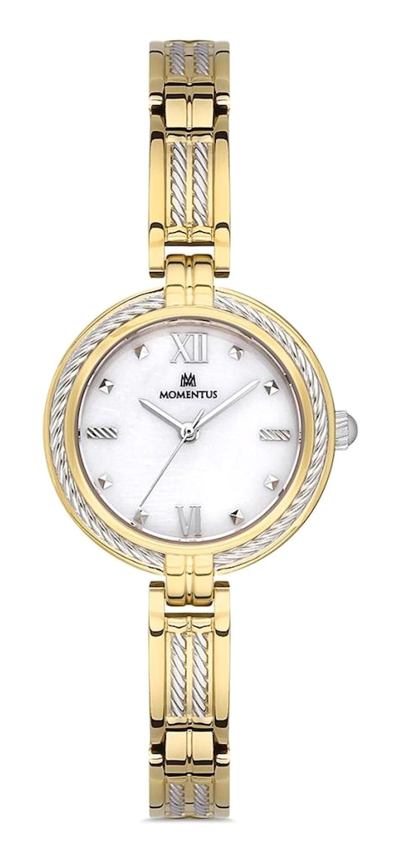 Momentus CW107G-09SG 30 mm Altın-Gri Hasır Kordon Analog Kadın Kol Saati