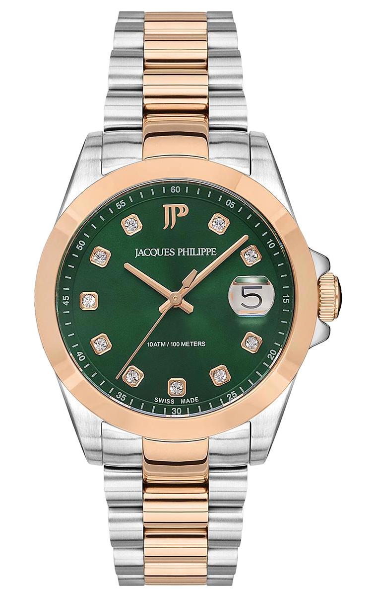 Jacques Philippe JPQLS3473X8RG Takvimli 34 mm Gri-Rose Gold Çelik Kordon Analog Kadın Kol Saati