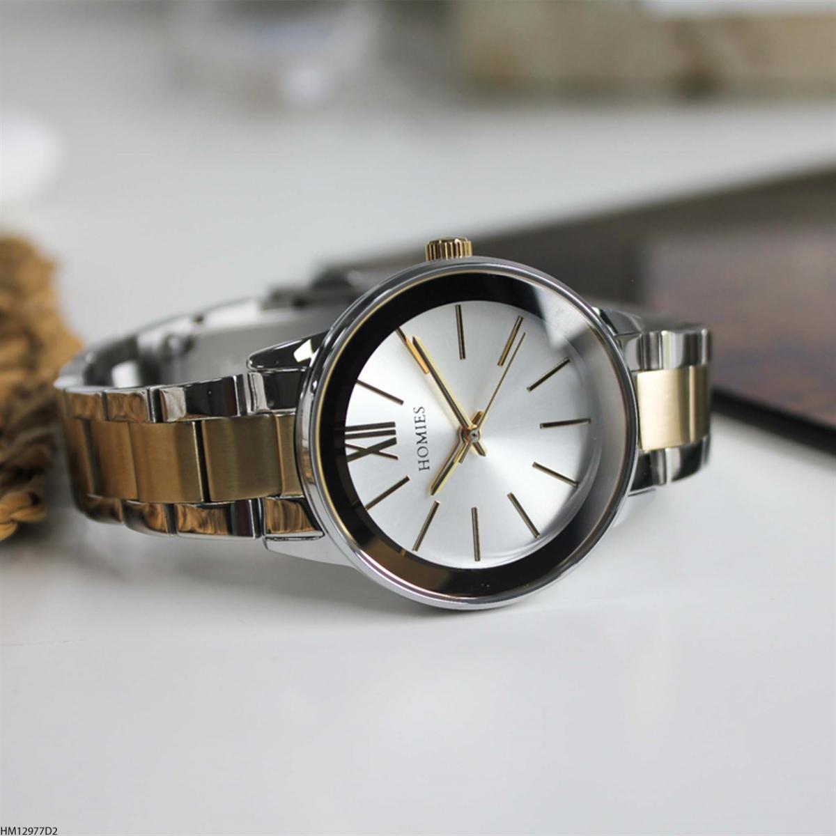 Homies HM12977D2 35 mm Altın-Gri Çelik Kordon Analog Kadın Kol Saati