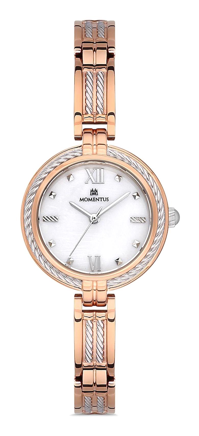 Momentus CW107R-09SR 30 mm Gri-Rose Gold Hasır Kordon Analog Kadın Kol Saati