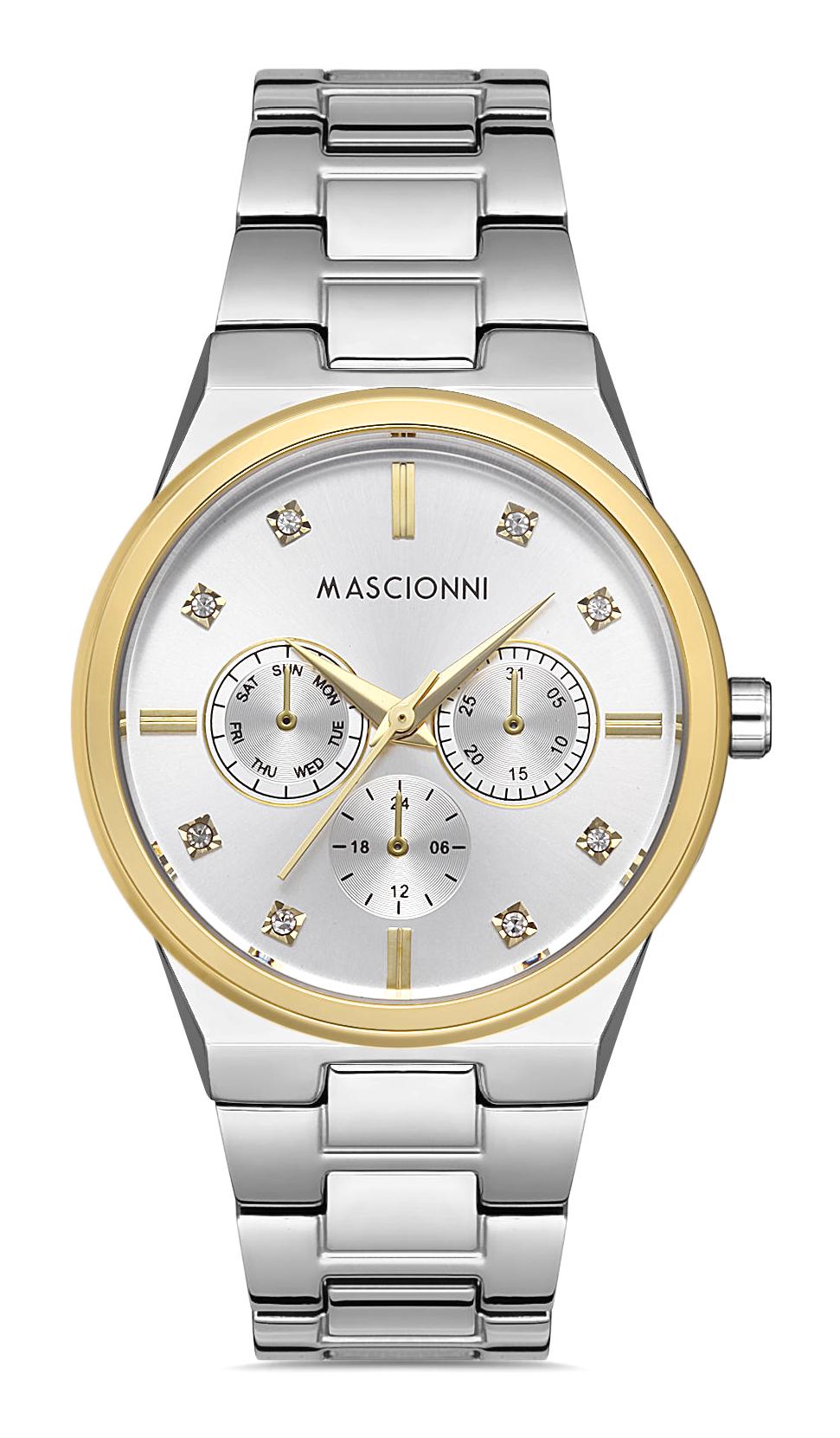 Mascionni M.1.1981.03 Takvimli 38 mm Gri Çelik Kordon Analog Kadın Kol Saati