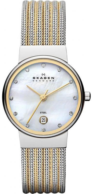Skagen SKA355SSGS Takvimli 26 mm Altın-Gri Çelik Kordon Analog Kadın Kol Saati