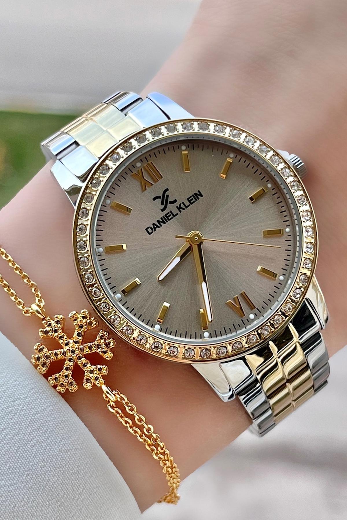 Daniel Klein DKISTE433 37 mm Altın-Gri Çelik Kordon Analog Kadın Kol Saati