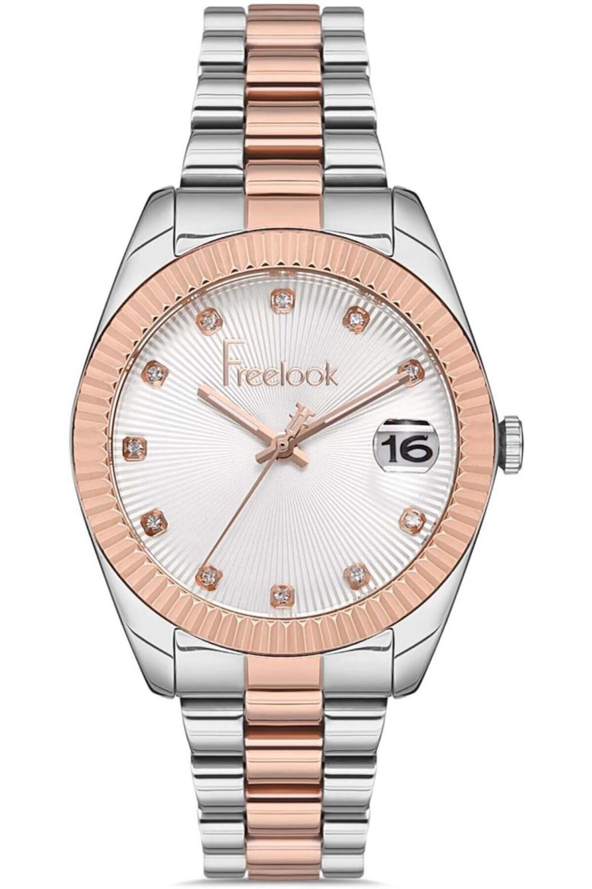Freelook FL.1.10219.3 38 mm Gri-Rose Gold Çelik Kordon Analog Kadın Kol Saati