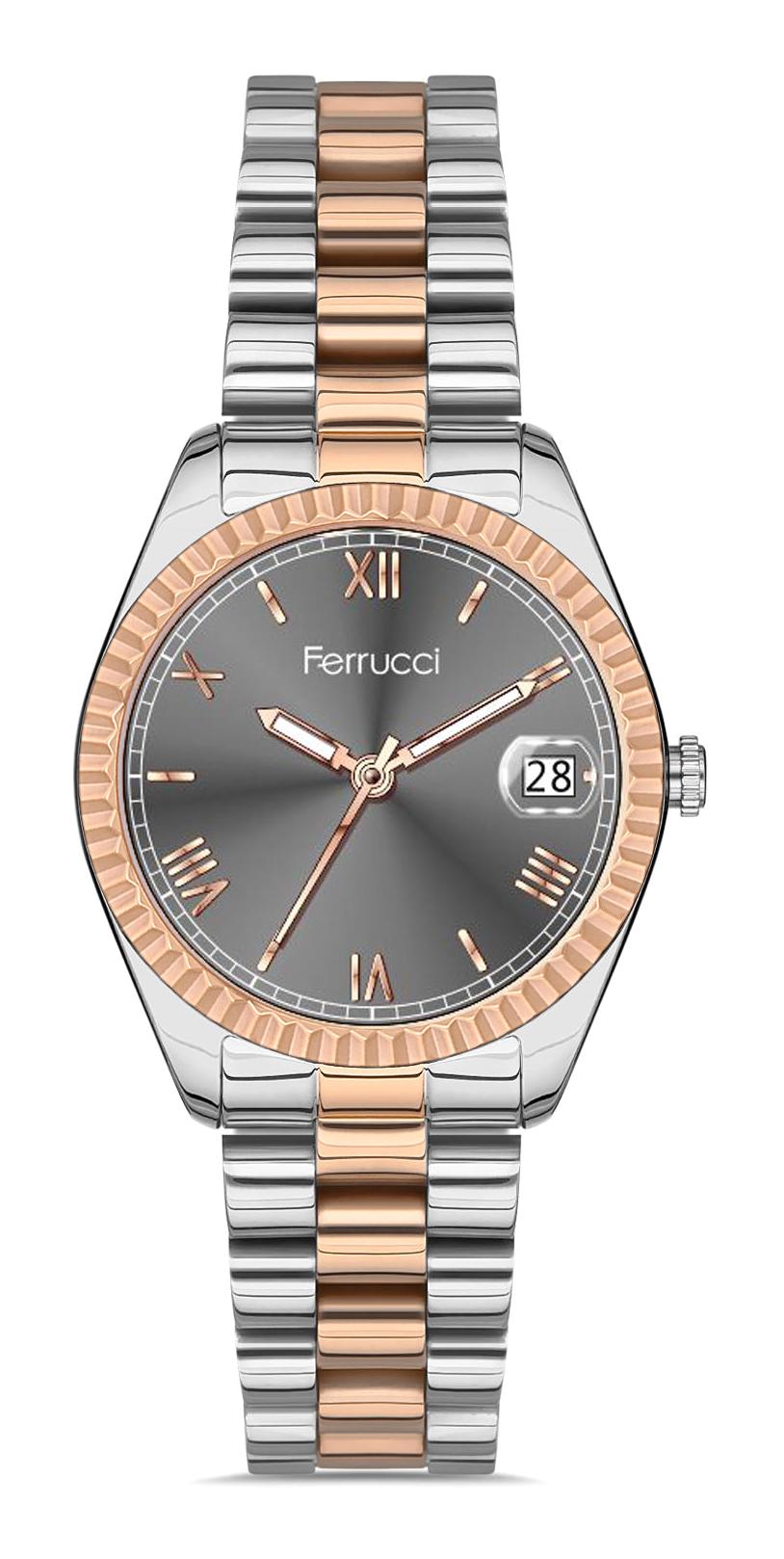 Ferrucci FRC.FT.1.310 36-40 mm Gri-Rose Gold Çelik Kordon Analog Kadın Kol Saati