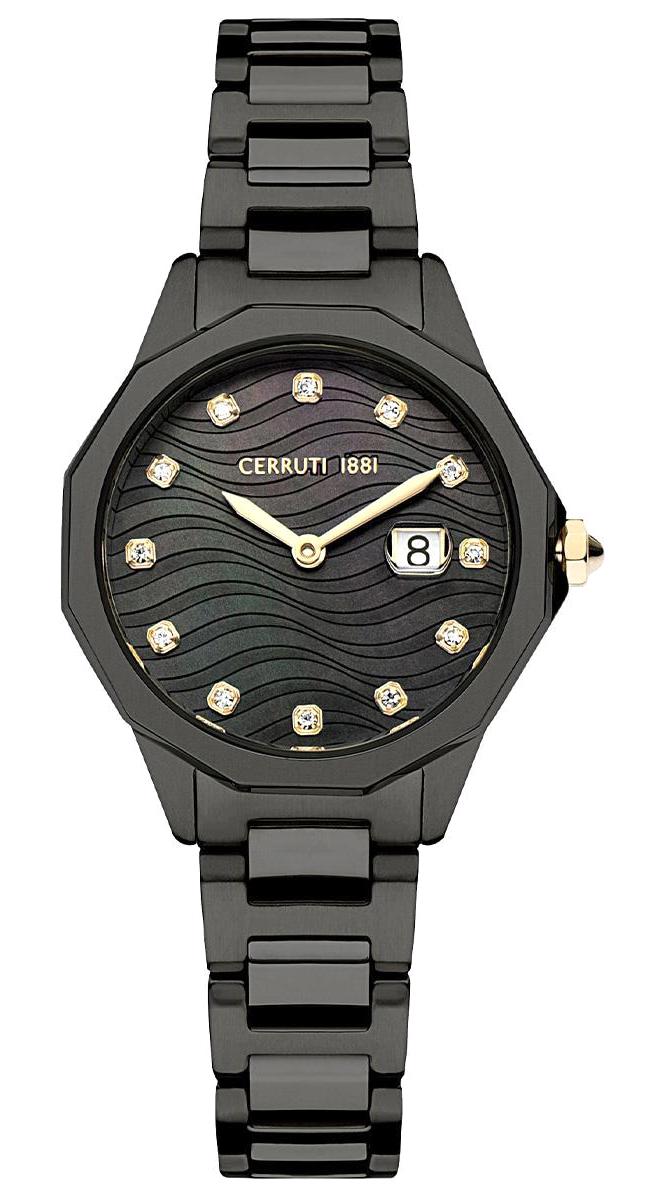 Cerruti 1881 CIWLG2232404 Takvimli 30 mm Siyah Çelik Kordon Analog Kadın Kol Saati