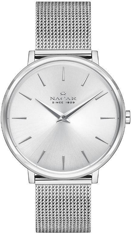 Nacar 18-3914B795-ASSM 35 mm Gri Hasır Kordon Analog Kadın Kol Saati