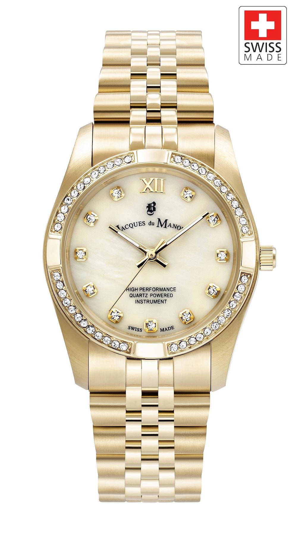 Jacques Du Manoir JWL02003 34 mm Altın Çelik Kordon Analog Kadın Kol Saati
