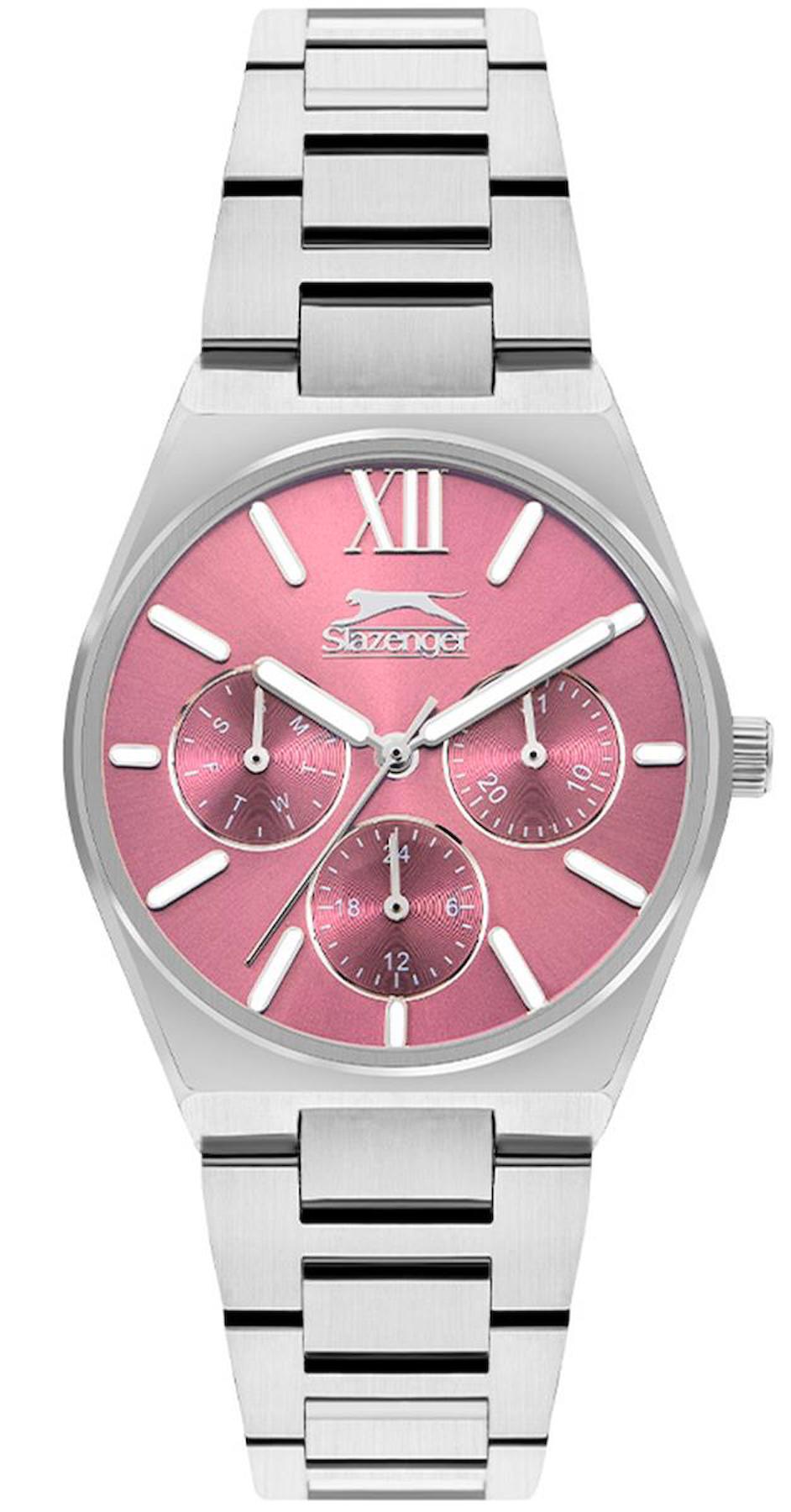 Slazenger SL.09.2243.4.02 Takvimli 36 mm Gri Çelik Kordon Analog Kadın Kol Saati