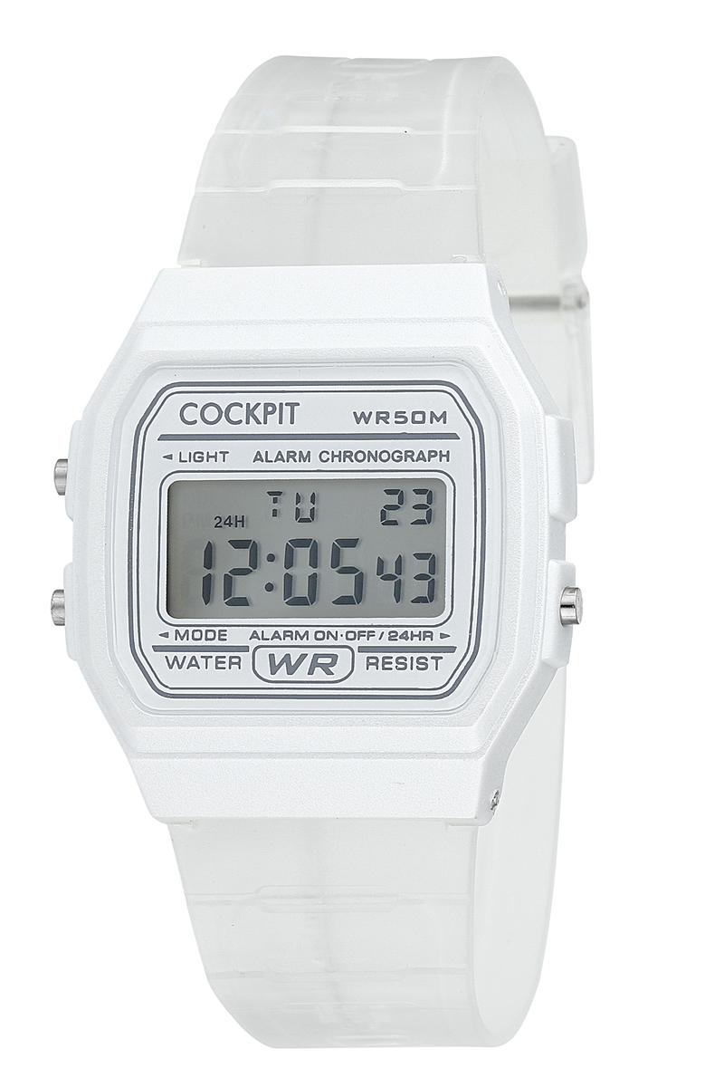 Cockpit CK-T4091WT 35.2 mm Beyaz Silikon Kordon Dijital Kadın Kol Saati