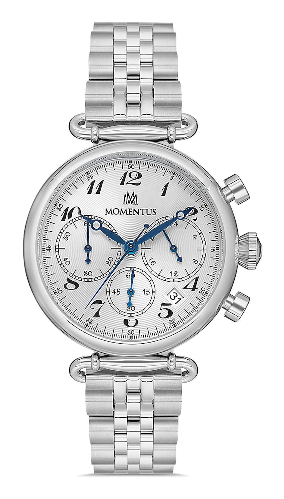 Momentus TC250S-02SM Takvimli 40 mm Gri Çelik Kordon Analog Kadın Kol Saati