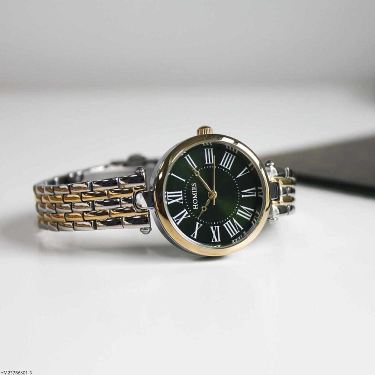 Homies HM23786S01-3 30 mm Altın-Gri Çelik Kordon Analog Kadın Kol Saati